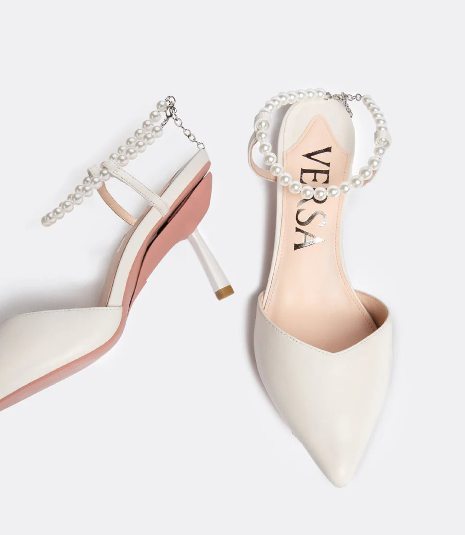 Moda Diletta® - Sandalo Tacco 2 in 1 in Perla Bianca