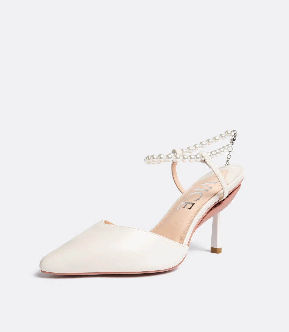 Moda Diletta® - Sandalo Tacco 2 in 1 in Perla Bianca